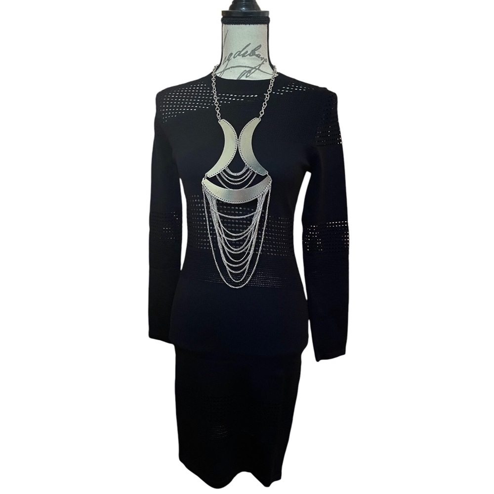 Black Sweater Cutout Sweater Dress - Picture 7 of 8